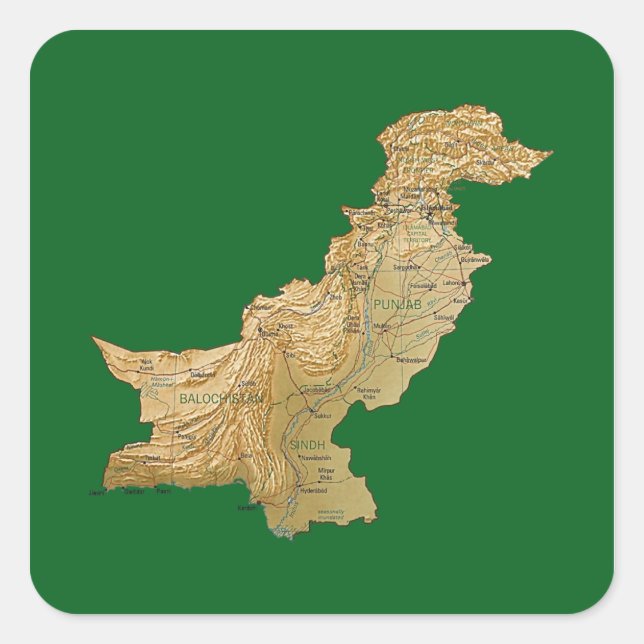 Pakistan Kartsticker Fyrkantigt Klistermärke (Framsida)