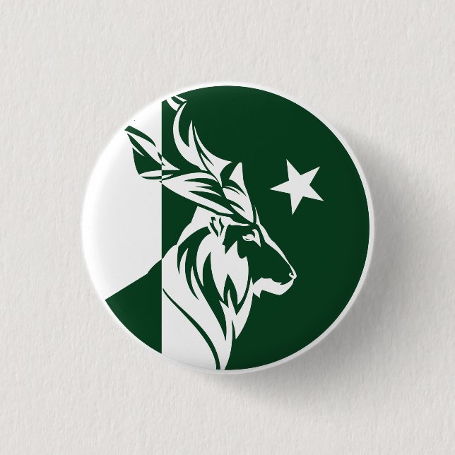 Pakistan Markhor Pakistan National Animal Flagga Knapp (Framsida)