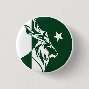 Pakistan Markhor Pakistan National Animal Flagga Knapp