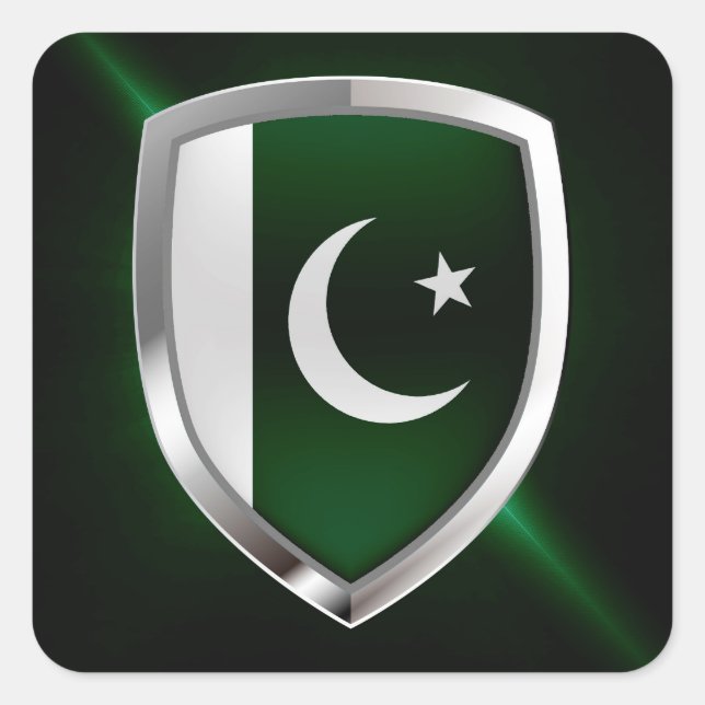 Pakistan Metallic Emblem Fyrkantigt Klistermärke (Framsida)