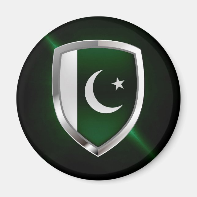 Pakistan Metallic Emblem Magnet (Framsidan)