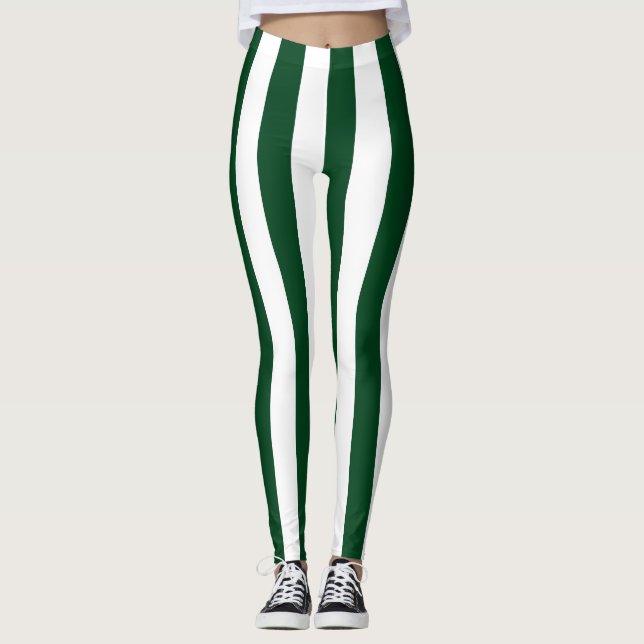 Pakistan National Flagga Färg Lodrät Stripe Leggings (Framsida)