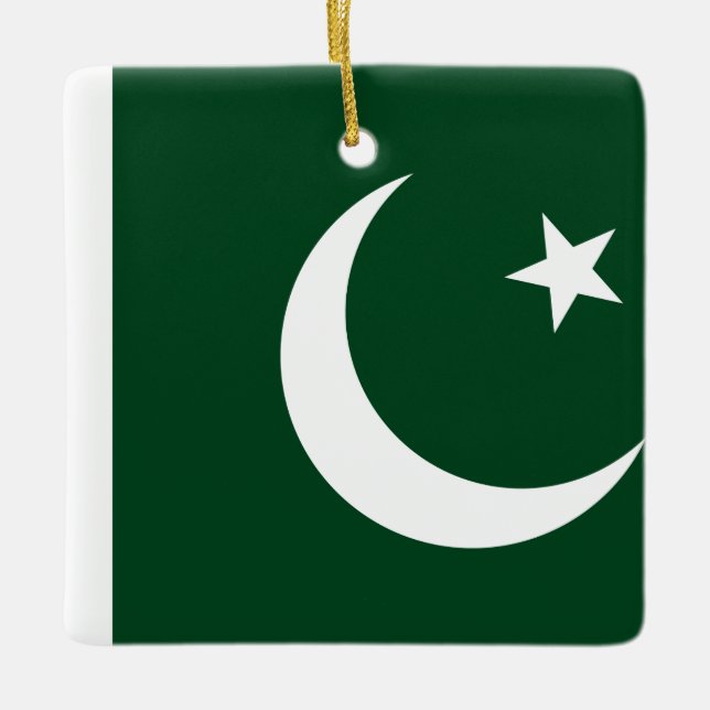 Pakistan (Pakistan) Flagga Julgransprydnad Keramik (Framsida)