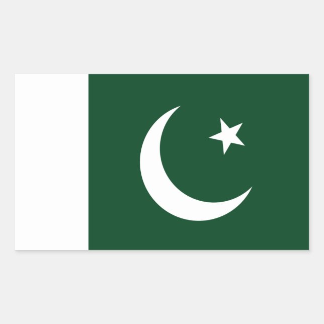 Pakistan/Pakistan Flagga Rektangulärt Klistermärke (Framsida)