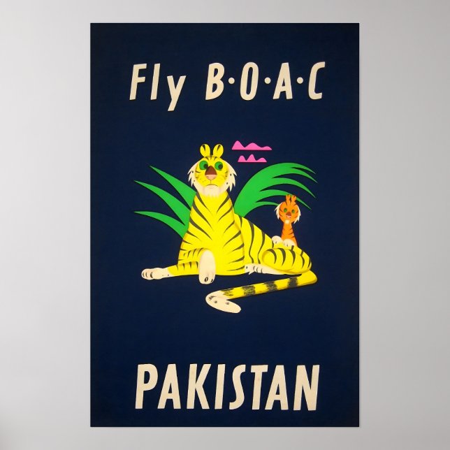Pakistan Resa Affisch BOAC Flygbolag Konsttryck  (Framsidan)