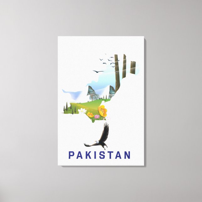 Pakistan reseaffisch karta canvastryck (Framsida)