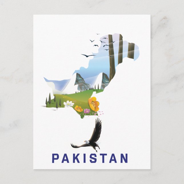 Pakistan reseposter karta vykort (Framsida)