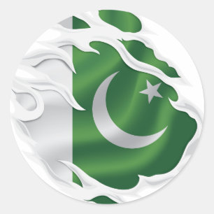 Pakistan Ripping Flagga Runt Klistermärke