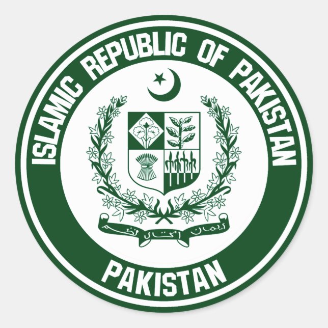 Pakistan Round Emblem Runt Klistermärke (Framsida)