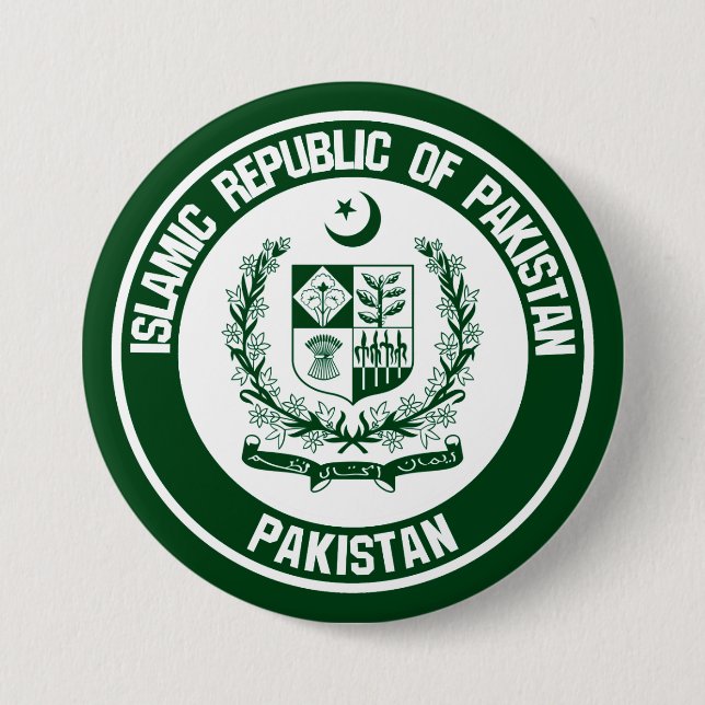 Pakistan rundaEmblem Knapp (Framsida)