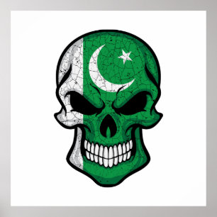 Pakistan Smiling Skull Flagga Poster