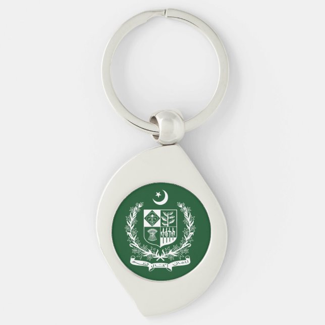 Pakistan Swirl Silverfärgad Nyckelring (Framsidan)