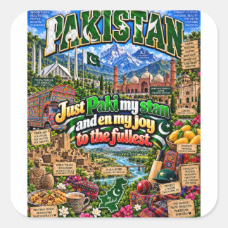 Pakistan T-shirt Fyrkantigt Klistermärke
