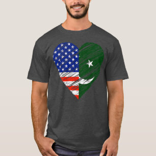 Pakistan USA Heart American Flagga Pakistan Flagga T Shirt