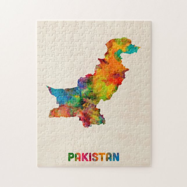 Pakistan vattenfärgkarta pussel (Vertikal)