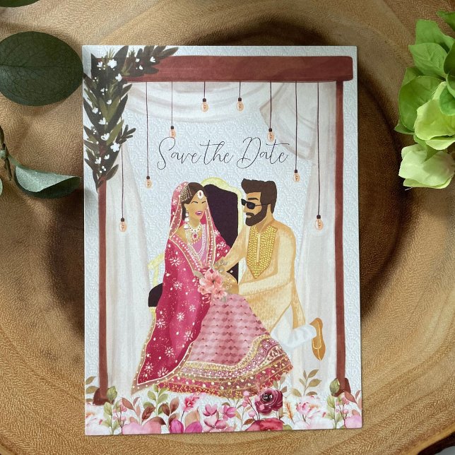 Pakistani wedding couple Illustration Spara Datumet (Skapare uppladdad)