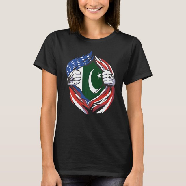 Pakistans amerikanska proud av min pakistanska Her T Shirt (Framsida)