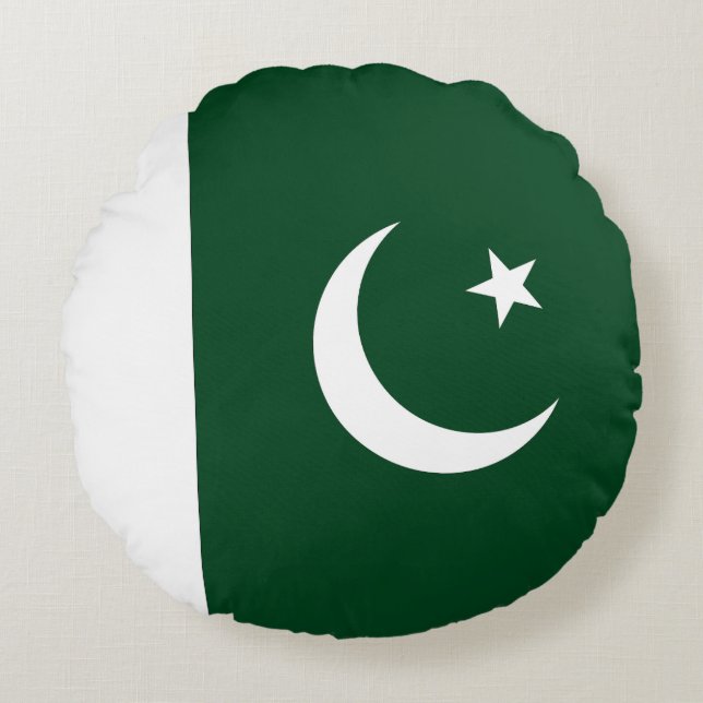 Pakistans flagga rund kudde (Framsidan)