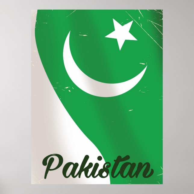 Pakistans flagga vintage reseposter poster (Framsidan)