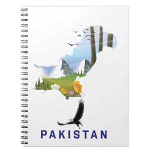 Pakistans reseaffisch karta anteckningsbok