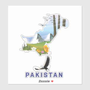 Pakistans reseaffisch karta klistermärken