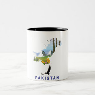 Pakistans reseaffisch karta Två-Tonad mugg