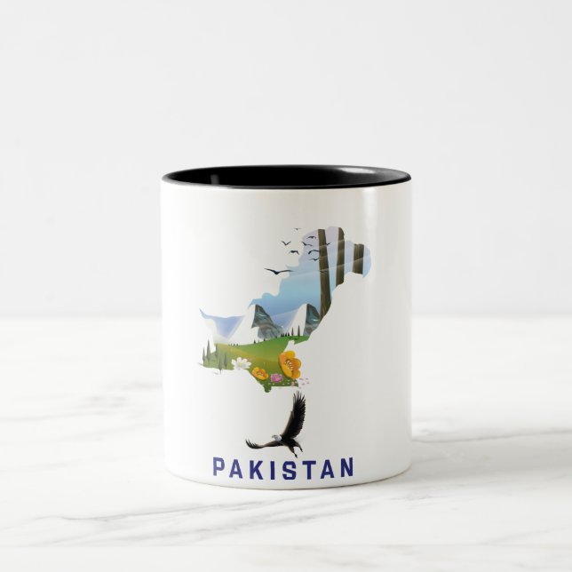 Pakistans reseaffisch karta Två-Tonad mugg (Center)