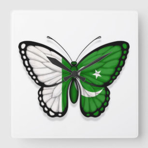 Pakistansk fjärilsflagga fyrkantig klocka