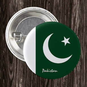 Pakistansk knapp, patriotisk pakistansk Flagga mod Knapp
