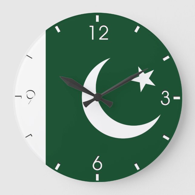 pakistanska Flagga Clock Stor Klocka (Framsida)