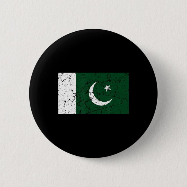 Pakistanska flaggans Grunge Retro-plagg Souvenirer Knapp (Framsida)