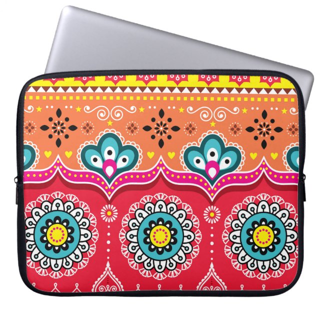 Pakistanska Lastbil Art: Färgfull Laptop Fodral (Framsidan)