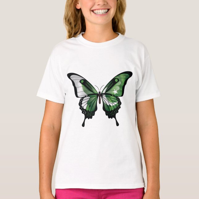 Pakistanska svalstjärtfjärilsflaggan t shirt (Framsida)