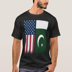 Pakistanskt amerikanskt Flaggor Proud USA Pakis T Shirt