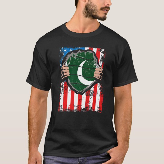 Pakistanskt amerikanskt Grown Patriot Pakistan Fla T Shirt (Framsida)
