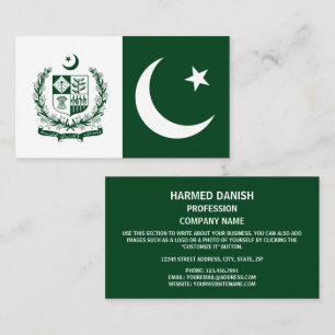 Pakistanskt Flagga- och statsemblem, Flagga Pakist Visitkort