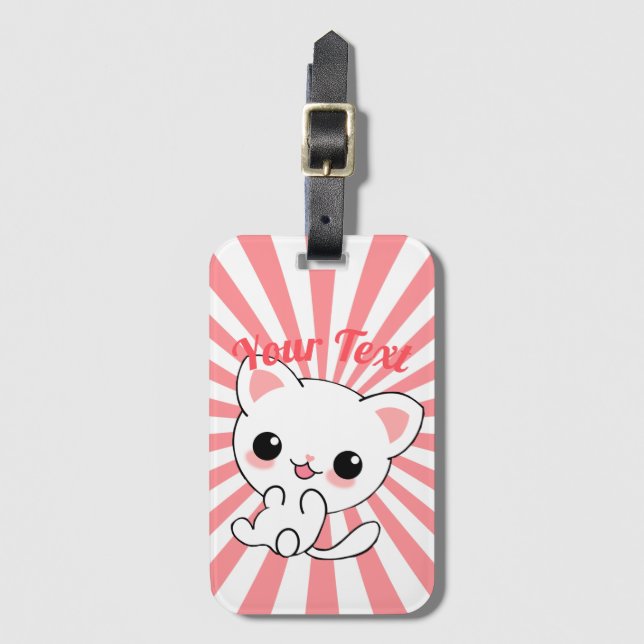 Paktfull Kawaii White Kitten Anpassningsbar Bagagebricka (Framsida vertikal)