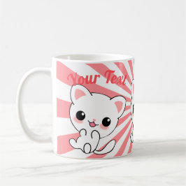 Paktfull Kawaii White Kitten Anpassningsbar Kaffemugg