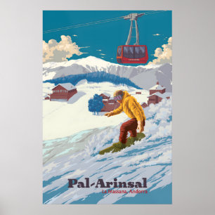 Pal Arinsal Andorra Snowboard Resorera Affisch