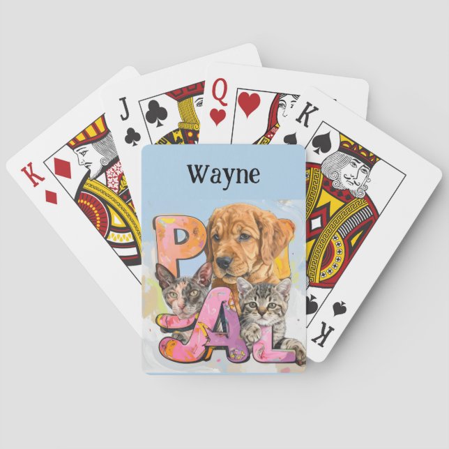 Pal Dog and Cats Plus Personalize Name  Casinokort (Baksidan)
