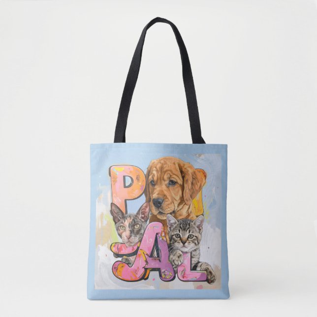 Pal Dog and Cats Plus Personalize Name  Tygkasse (Framsida)