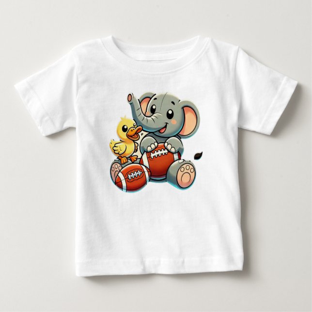 Pal: Tecknad Elephant och Anka T Shirt (Framsida)