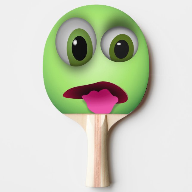 Pala de Ping Pong Emoji Verde con la Lengua afuera Pingisracket (Framsidan)