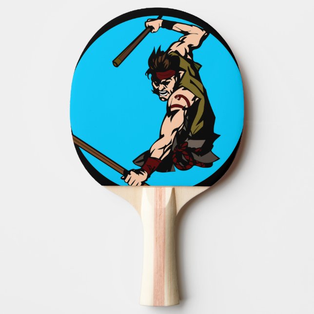 Pala de Ping Pong Guerrero Japonés en Acción Pingisracket (Framsidan)
