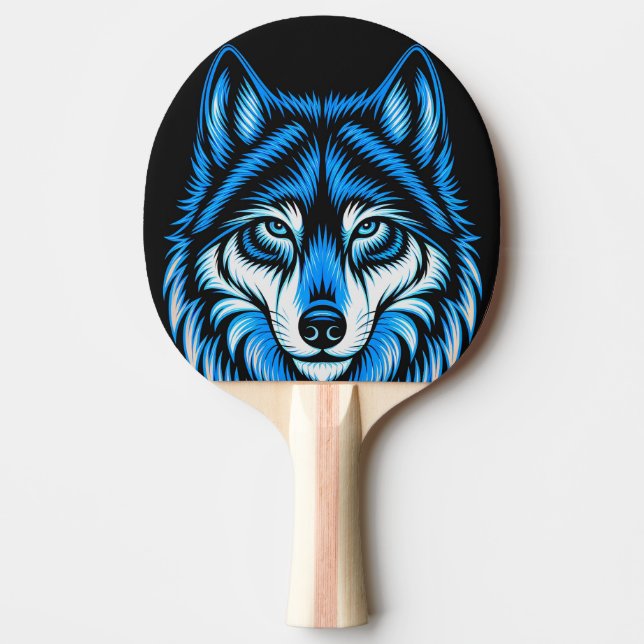 Pala de Ping Pong Lobo en Pintura Artística Azul Pingisracket (Framsidan)