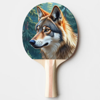 Pala de Ping Pong Lobo observando en el Bosque Pingisracket
