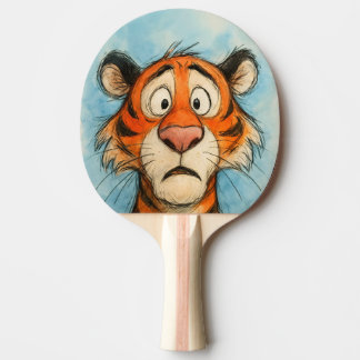 Pala de Ping Pong Tigre Divertido en Caricatura Pingisracket
