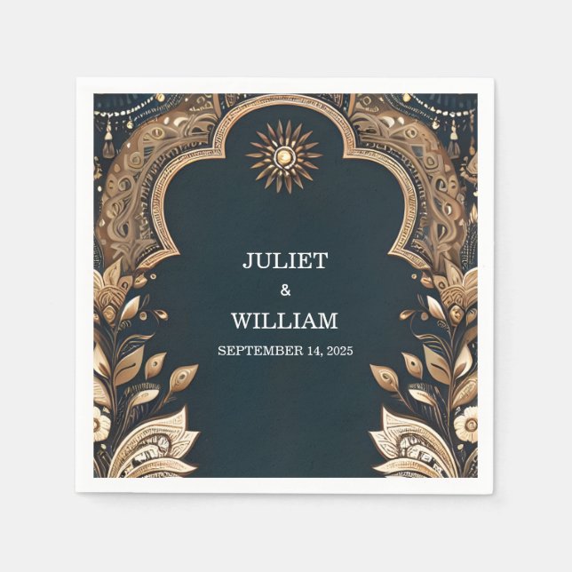 Palace Hindi Henna Mehndi Indian Stil Bröllop Pappersservett (Framsidan)