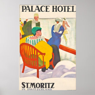 Palace Hotel Saint Moritz Schweiz Vintage Poster
