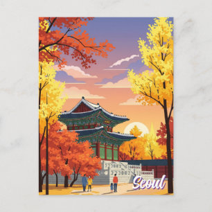 Palace i Fall Seoul Sydkorea Vykort